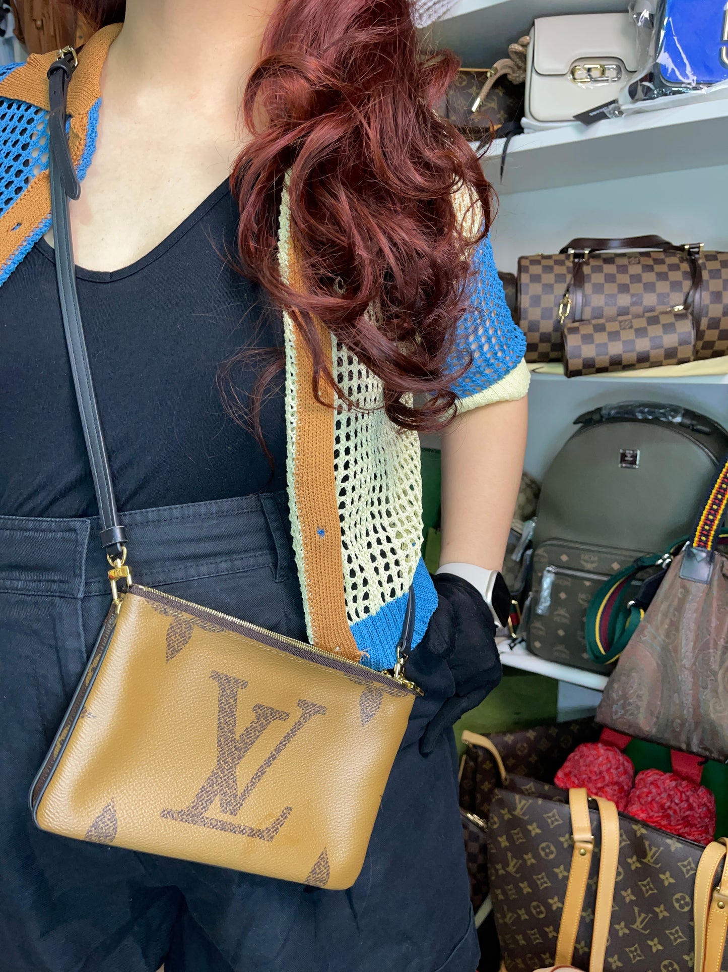 Preloved Louis Vuitton Monogram Giant Reverse Pochette Double Zip Crossbody Bag