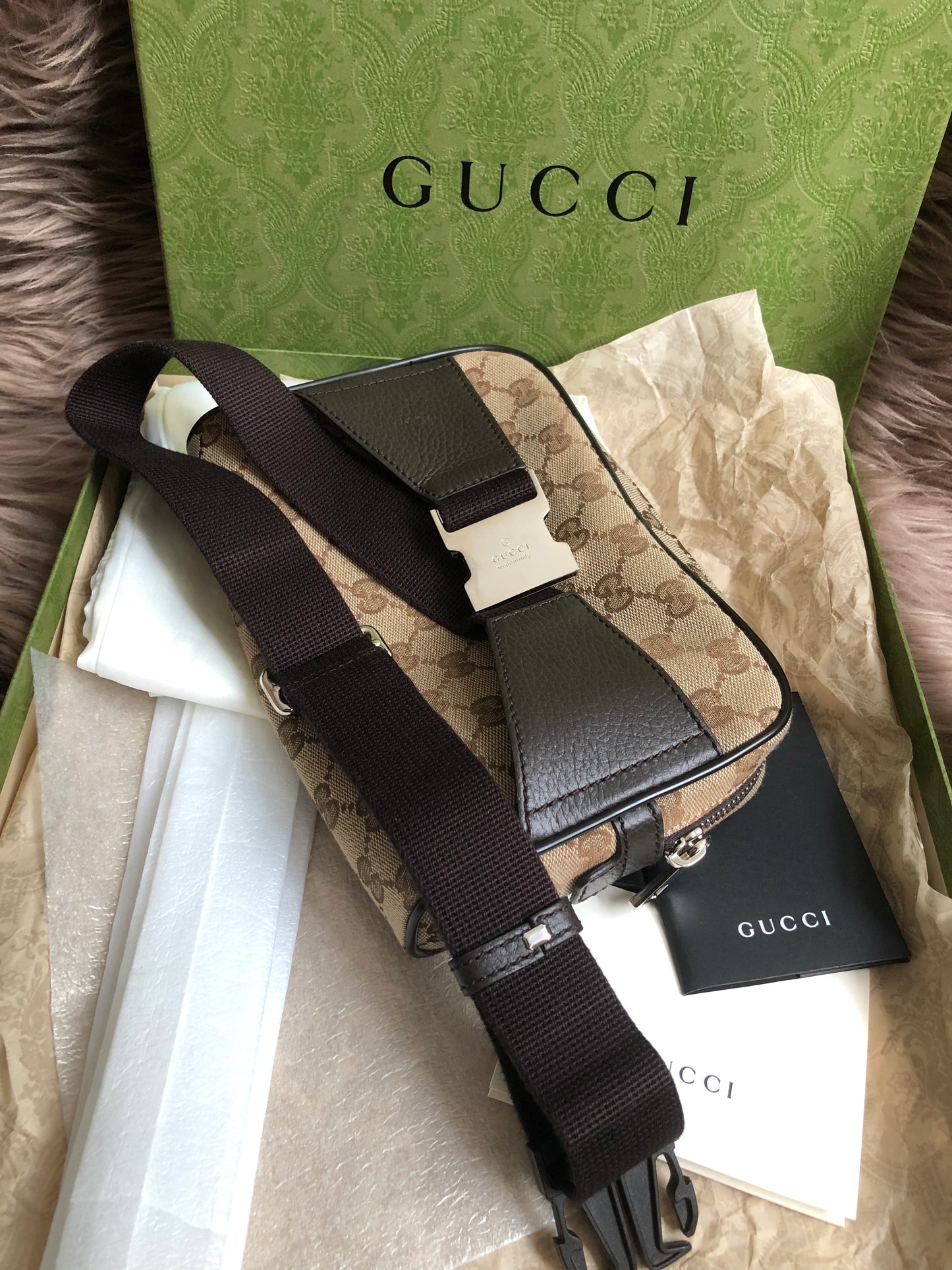 Preloved Gucci Waist Belt Bag GG Canvas