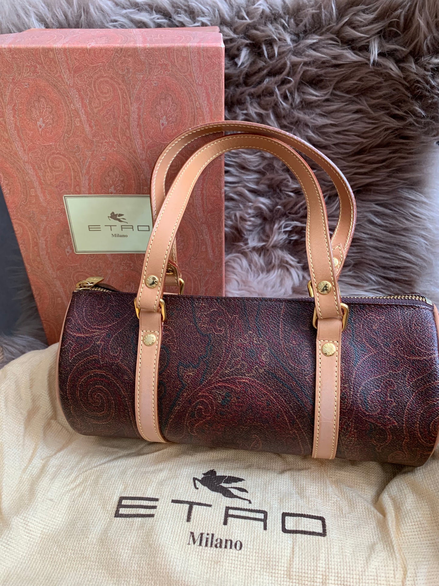 Etro Multicolor Paisley Print Coated Canvas and Leather Barrel Bag