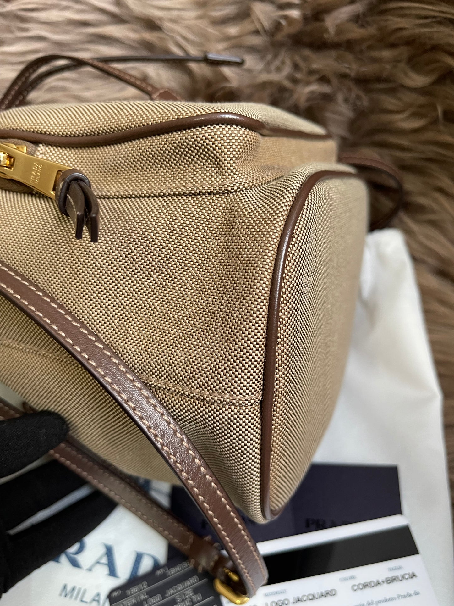Preloved Prada 2021 Logo Jacquard Bucket Bag