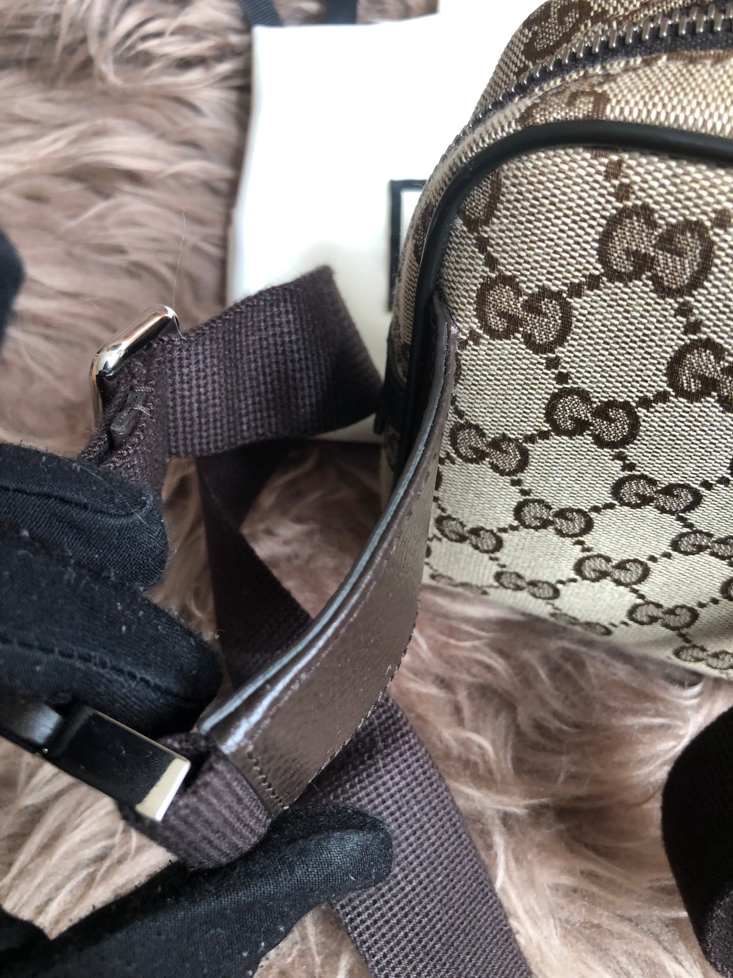 Preloved Gucci Waist Belt Bag GG Canvas