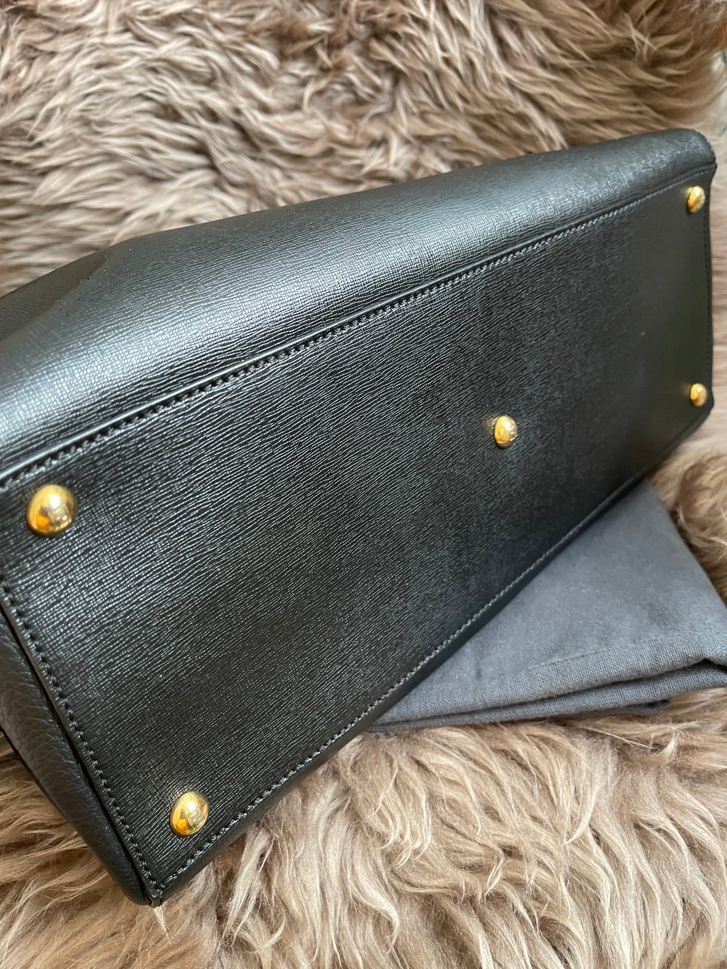 Preloved Fendi 2 Jours Bag Medium in Black w/initial