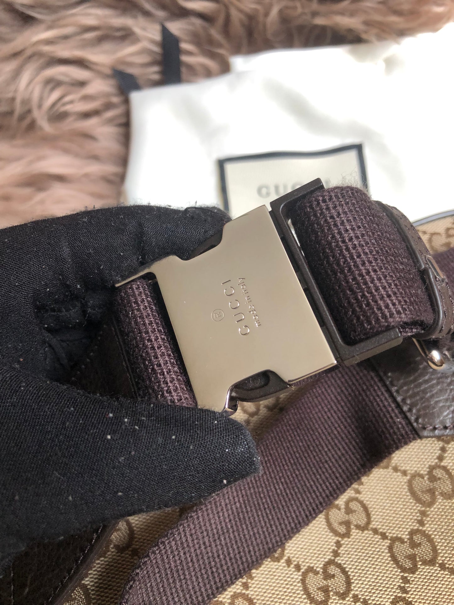 Preloved Gucci Waist Belt Bag GG Canvas