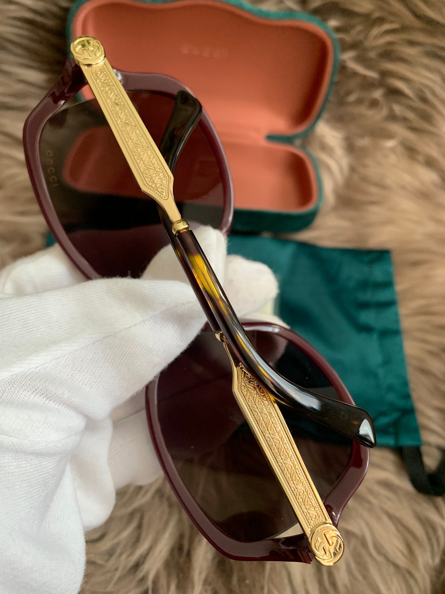 Gucci Burgundy/Black GG00765 Butterfly Sunglasses