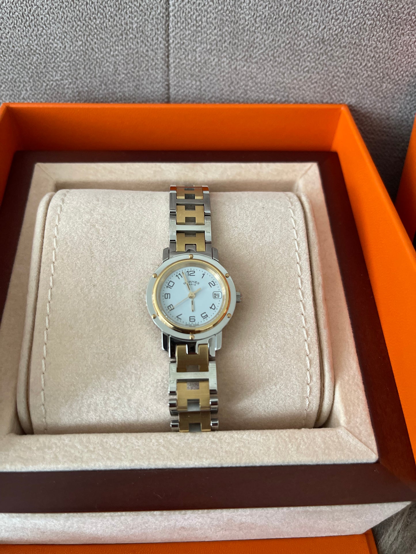 Preloved Authentic Hermès Clipper Watch 2 tone