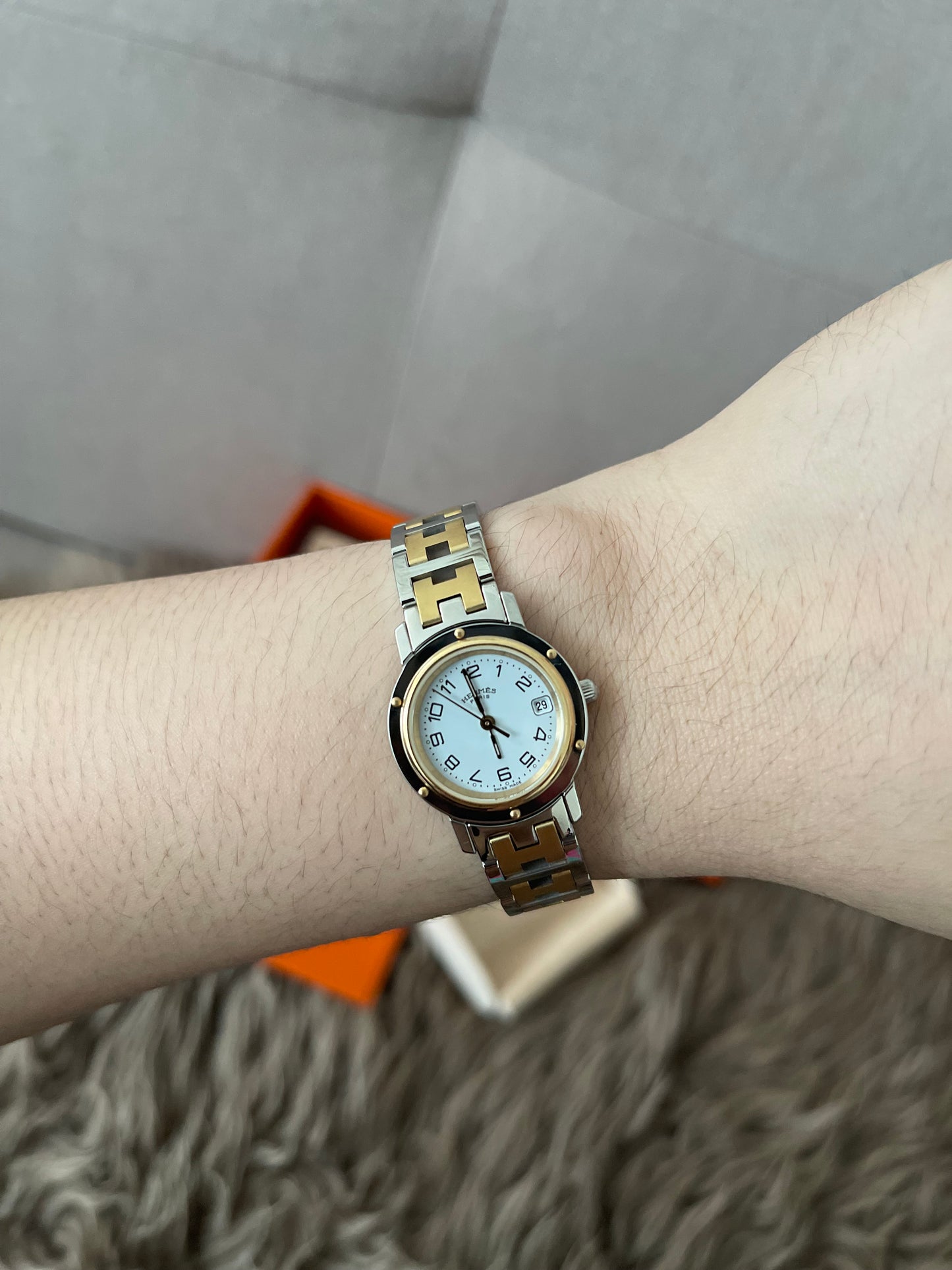 Preloved Authentic Hermès Clipper Watch 2 tone