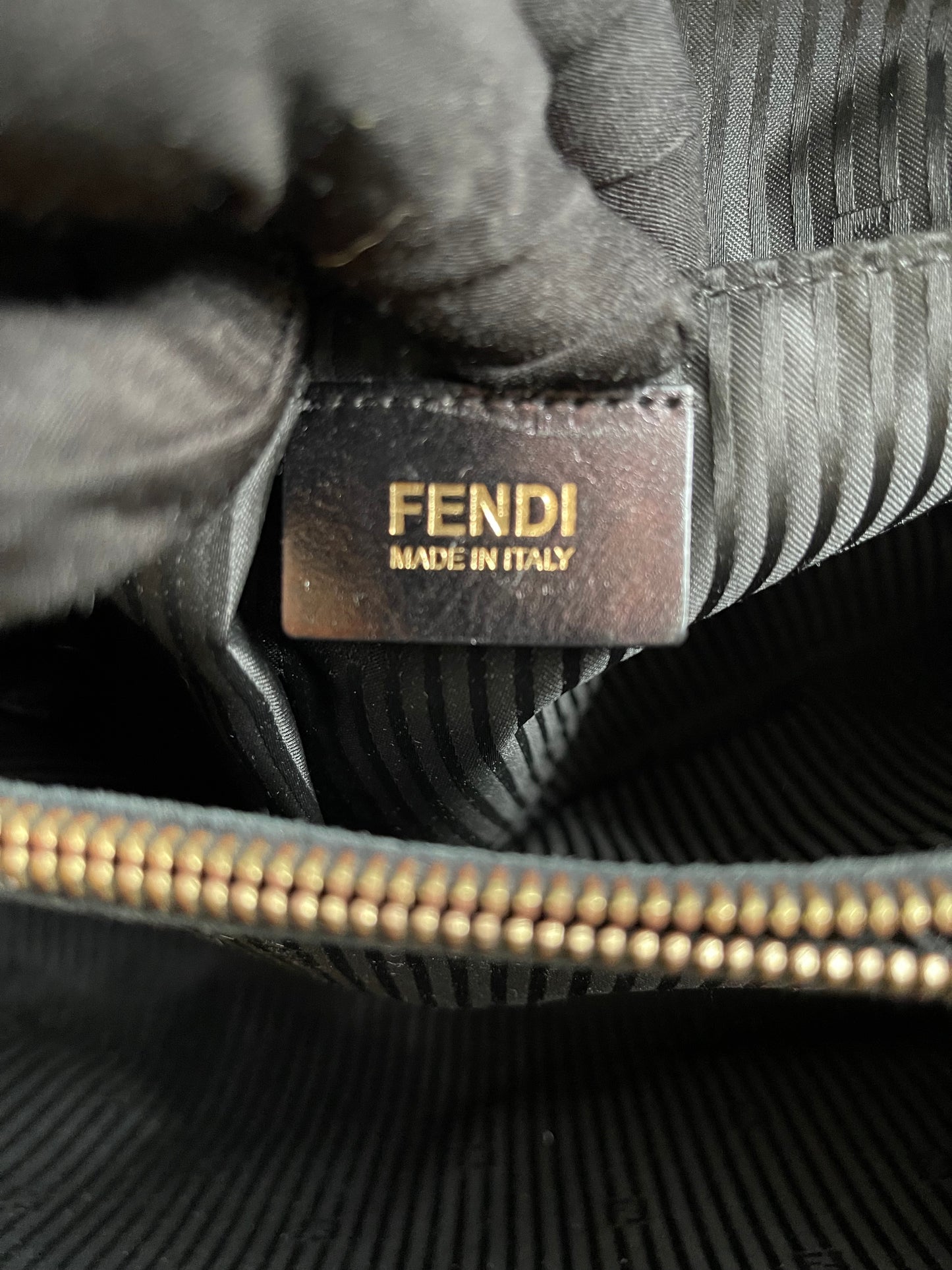 Preloved Fendi 2 Jours Bag Medium in Black w/initial