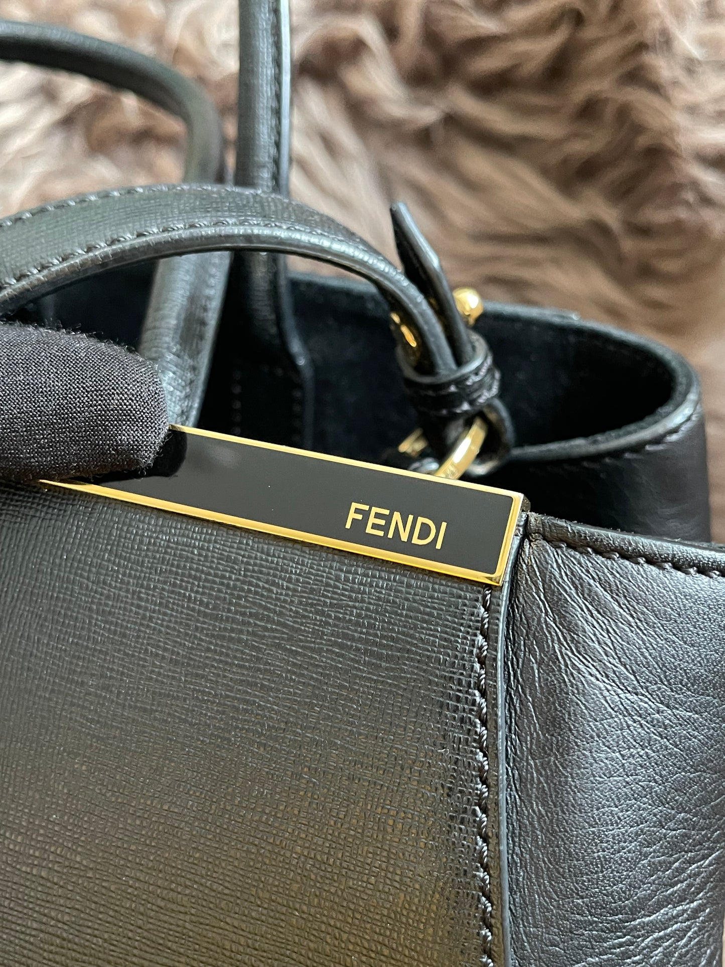 Preloved Fendi 2 Jours Bag Medium in Black w/initial