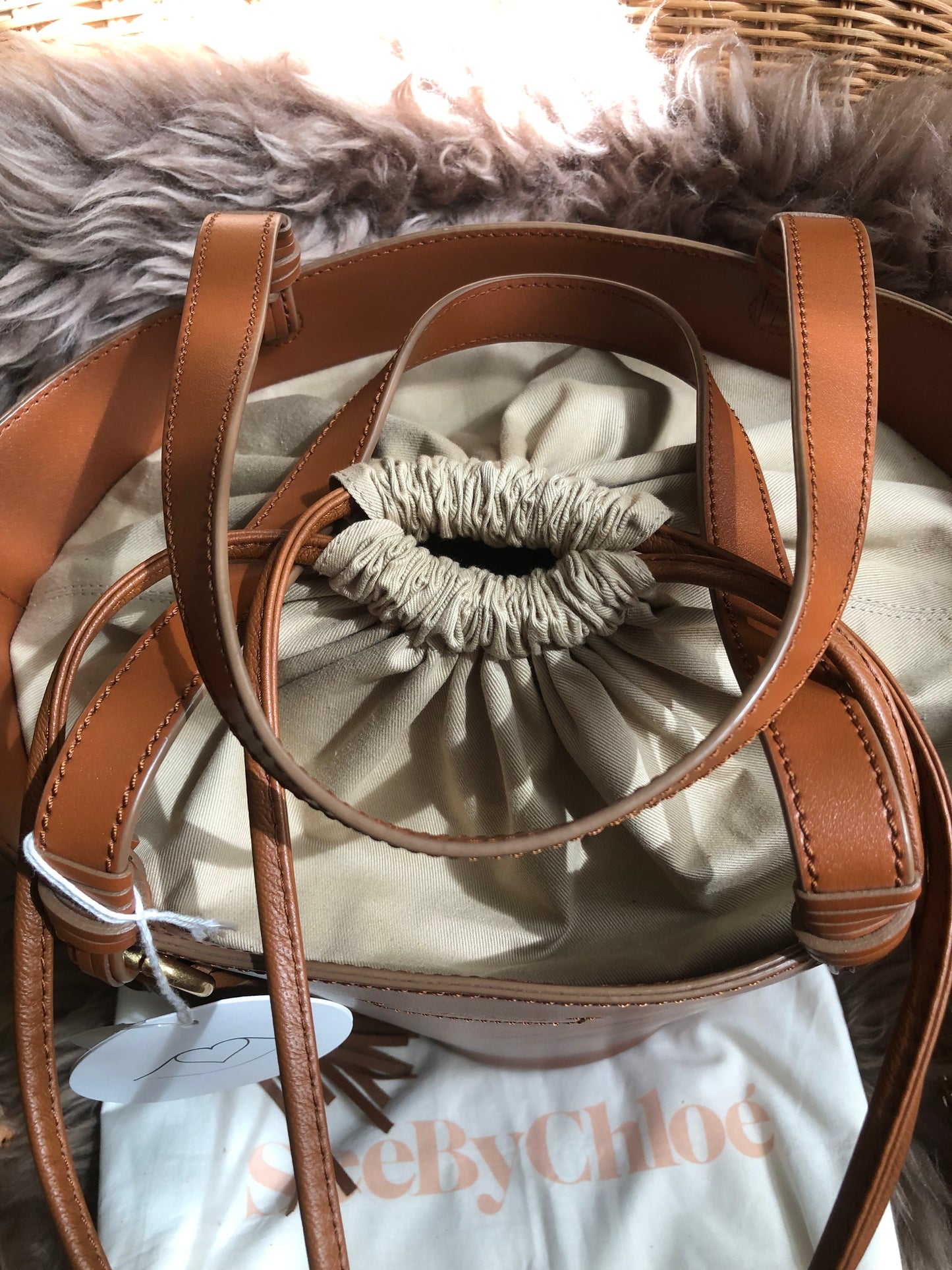 Preloved SEE BY CHLOÉ Cecilia Fringed Leather Bucket Bag