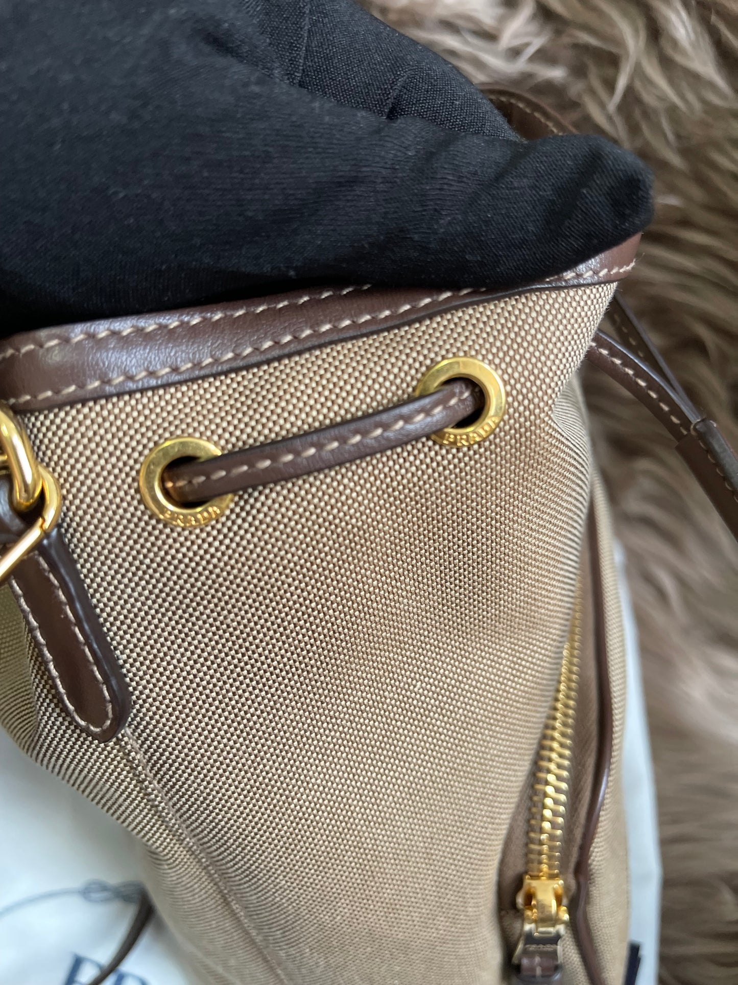 Preloved Prada 2021 Logo Jacquard Bucket Bag