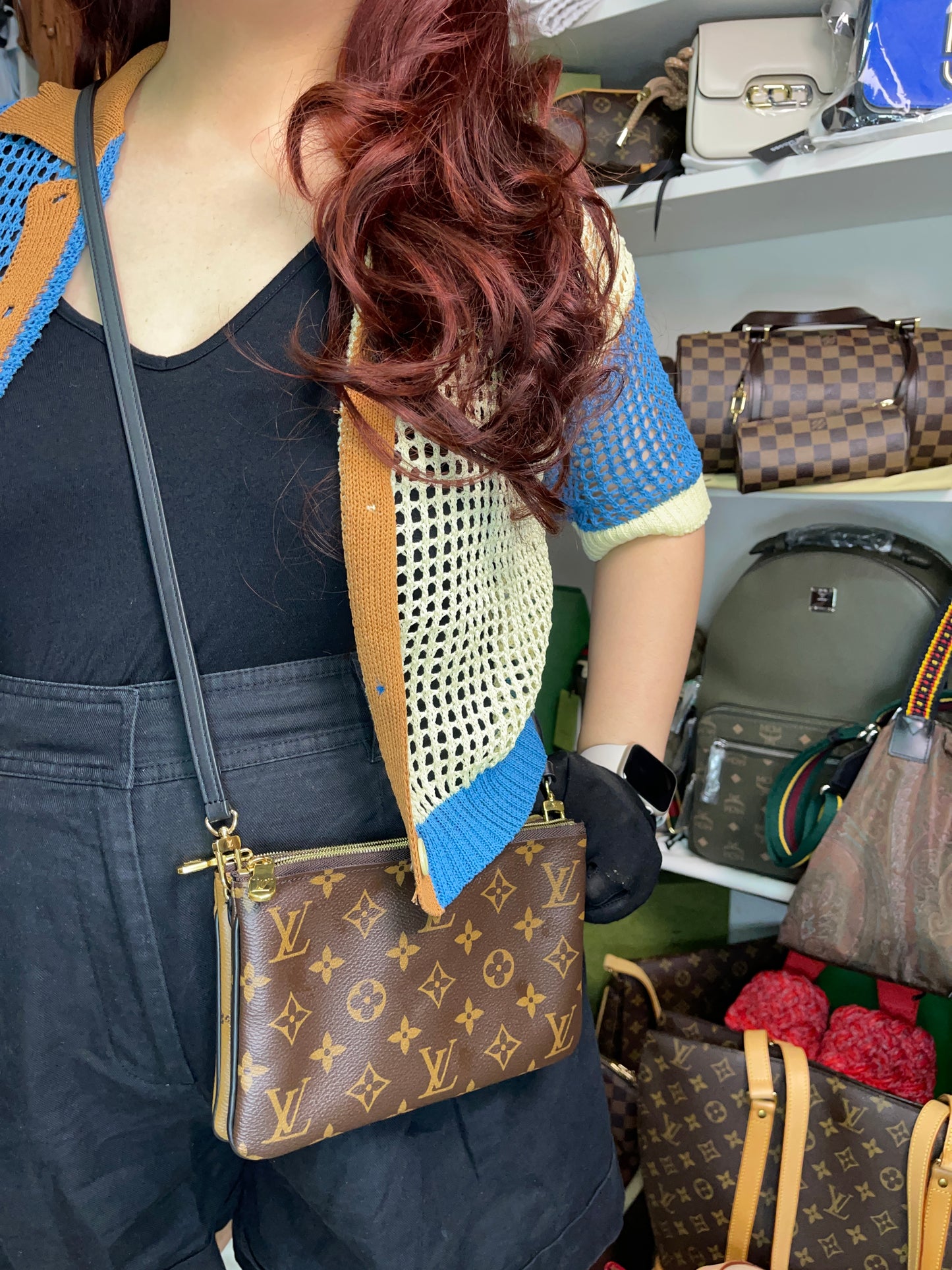 Preloved Louis Vuitton Monogram Giant Reverse Pochette Double Zip Crossbody Bag