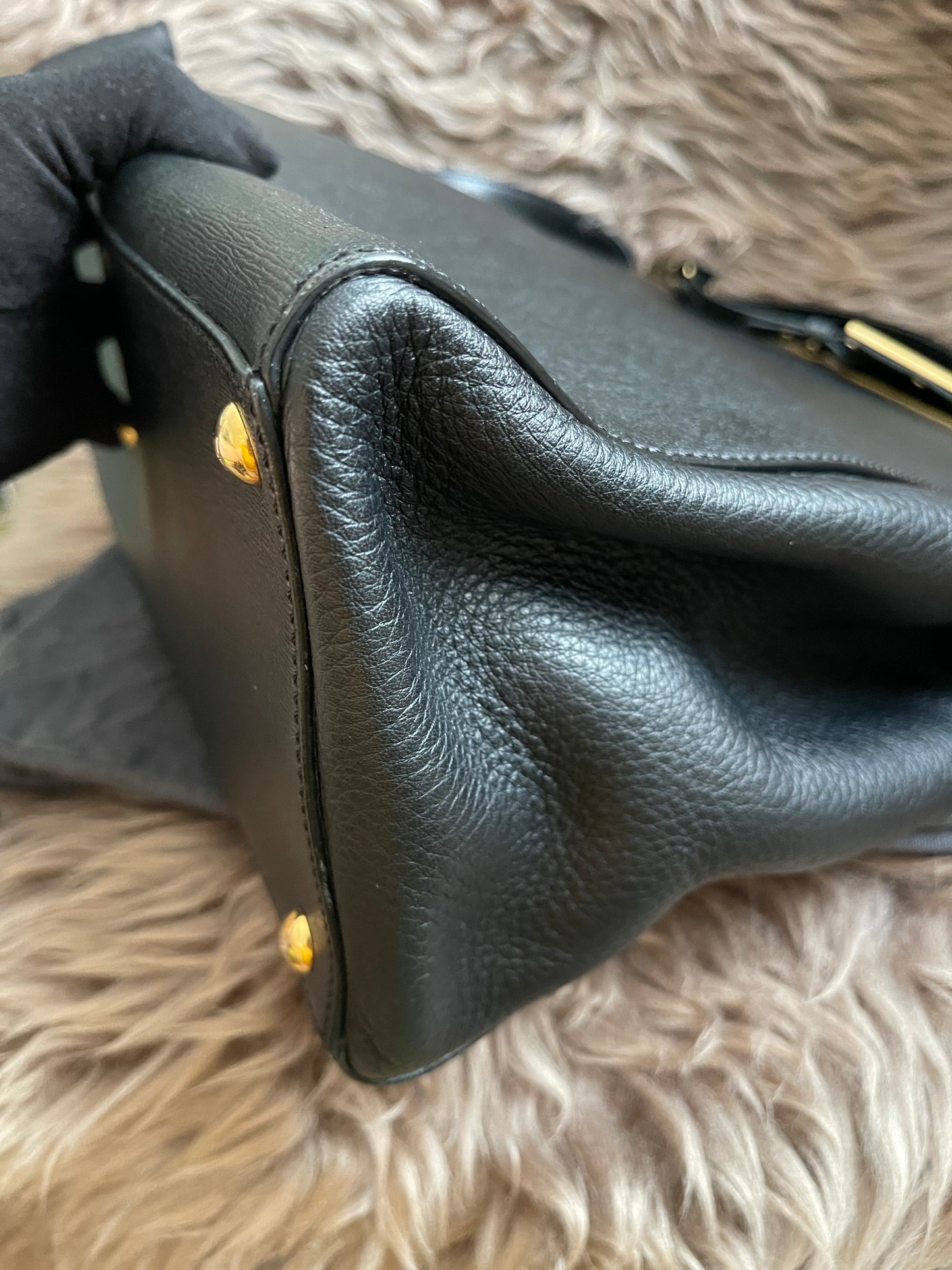 Preloved Fendi 2 Jours Bag Medium in Black w/initial