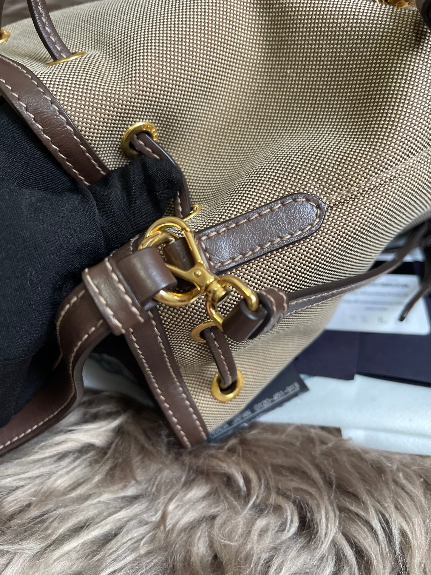 Preloved Prada 2021 Logo Jacquard Bucket Bag