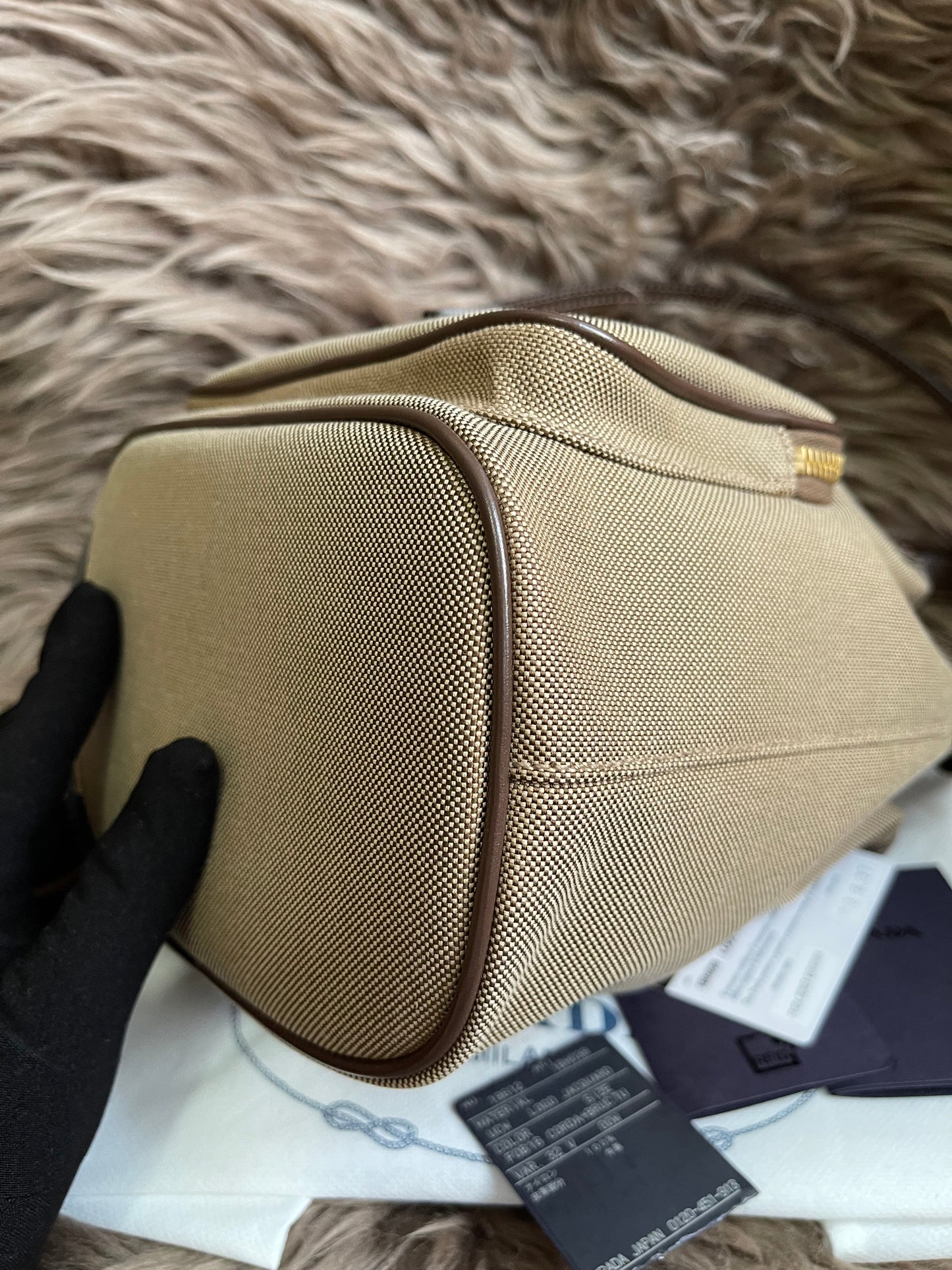 Preloved Prada 2021 Logo Jacquard Bucket Bag