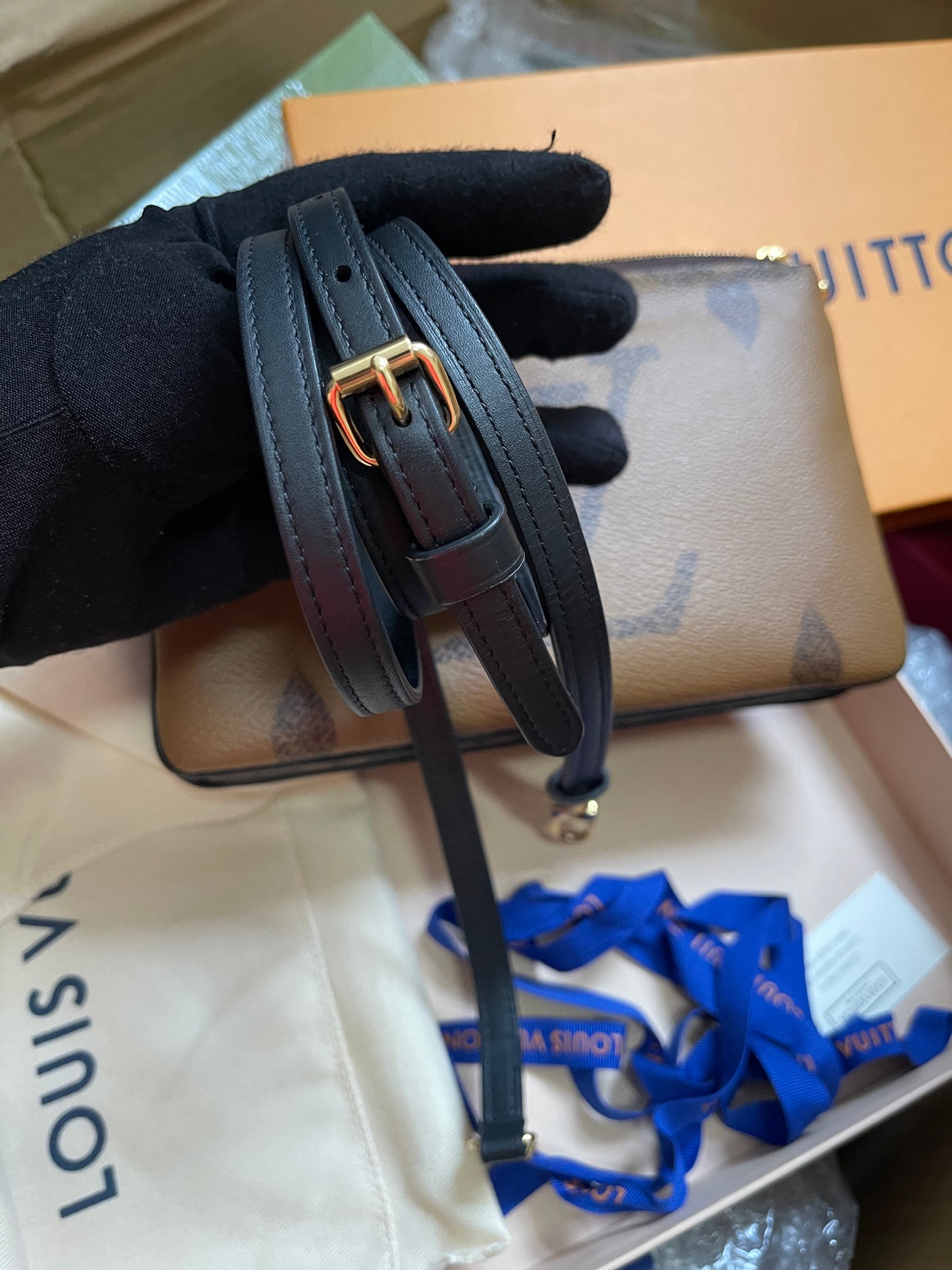 Preloved Louis Vuitton Monogram Giant Reverse Pochette Double Zip Crossbody Bag
