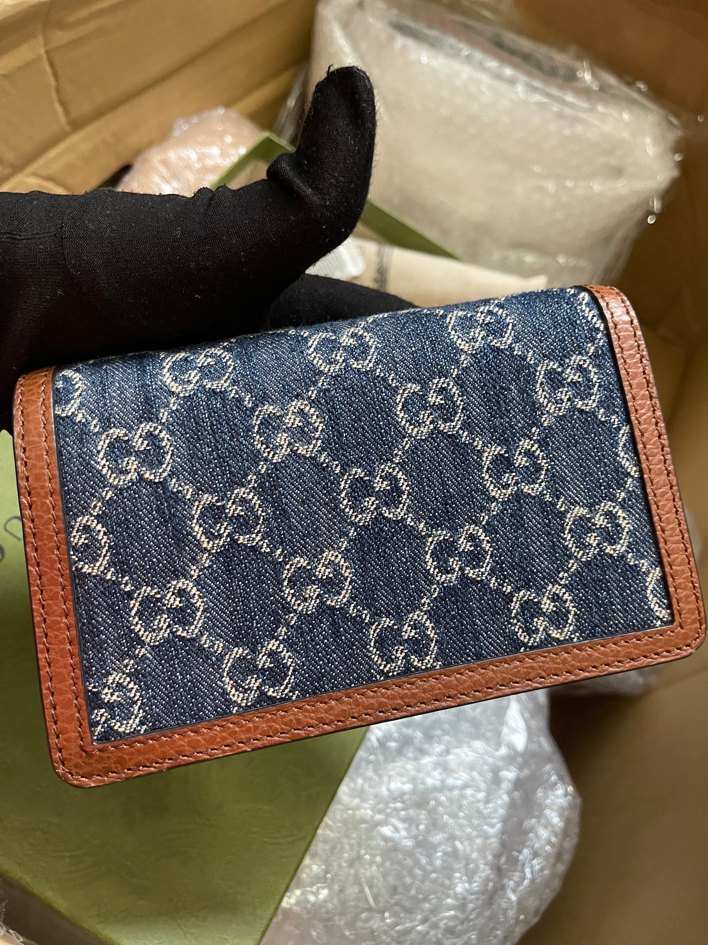 Preloved Gucci Blue/Brown Denim Super Mini GG Dionysus Crossbody Bag