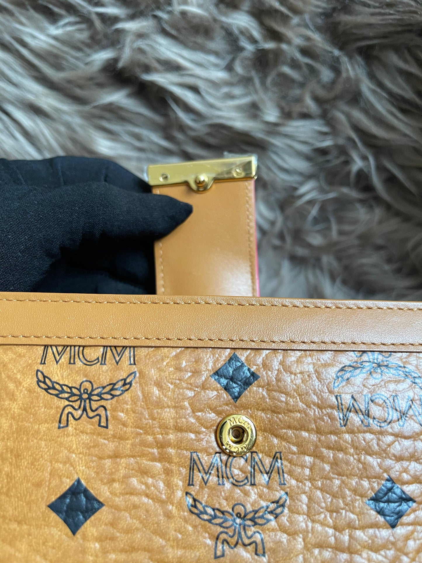 Preloved MCM Leather Wallet Pink Stripes