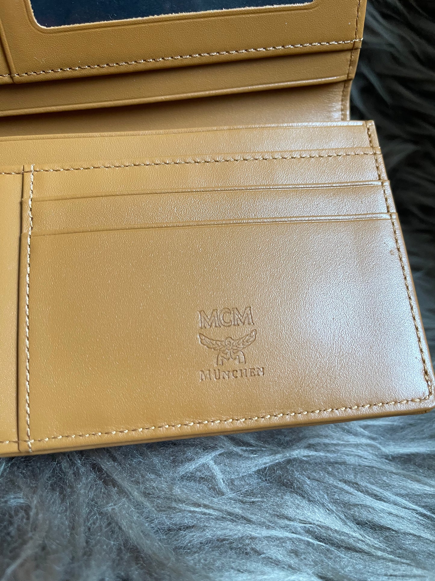 Preloved MCM Leather Wallet Pink Stripes