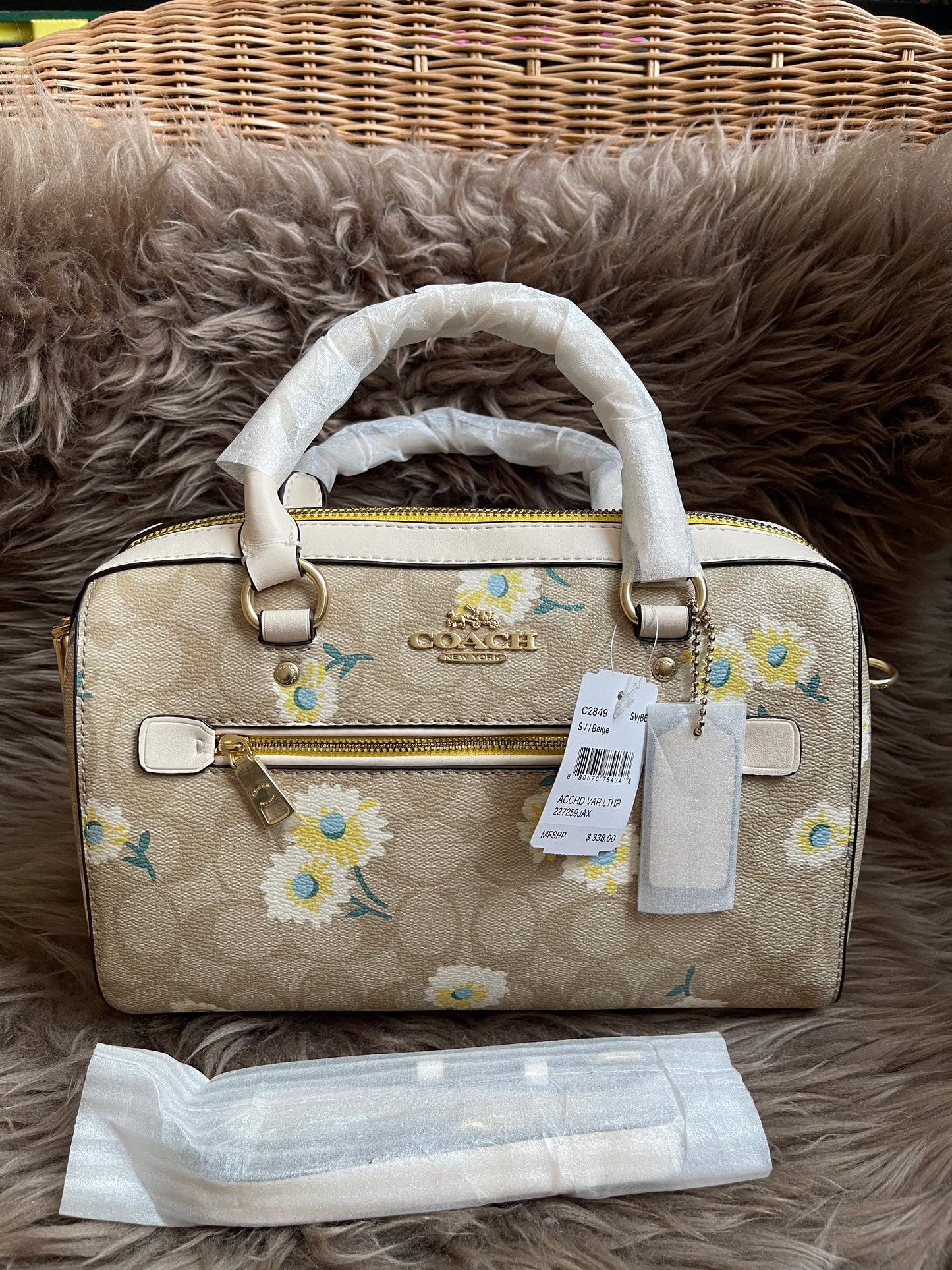 Unused Coach C2849 Rowan Satchel in Signature Canvas with Daisy Print