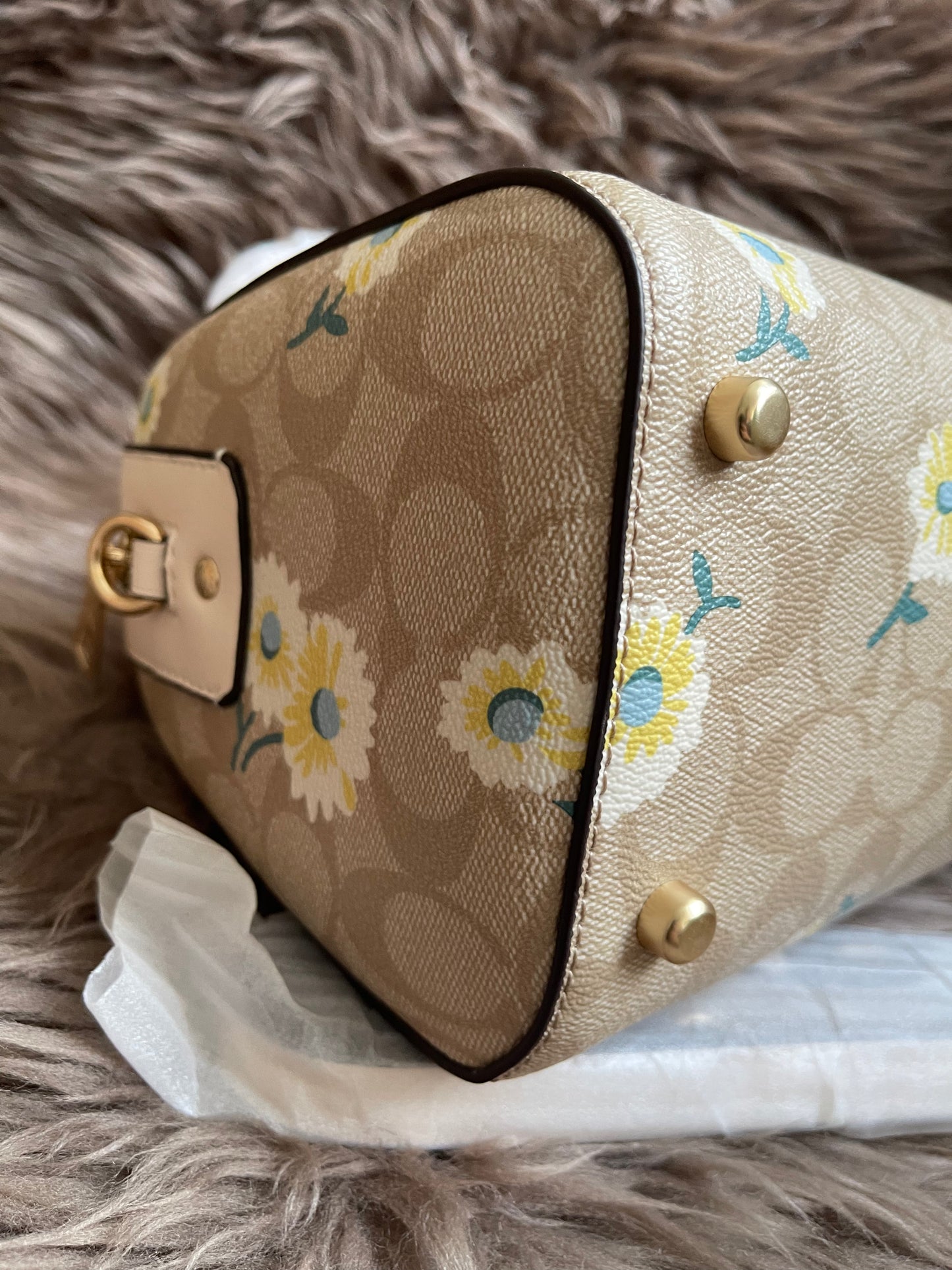 Unused Coach C2849 Rowan Satchel in Signature Canvas with Daisy Print