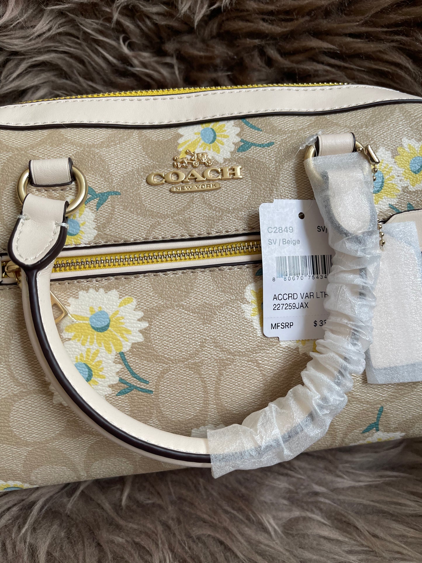 Unused Coach C2849 Rowan Satchel in Signature Canvas with Daisy Print