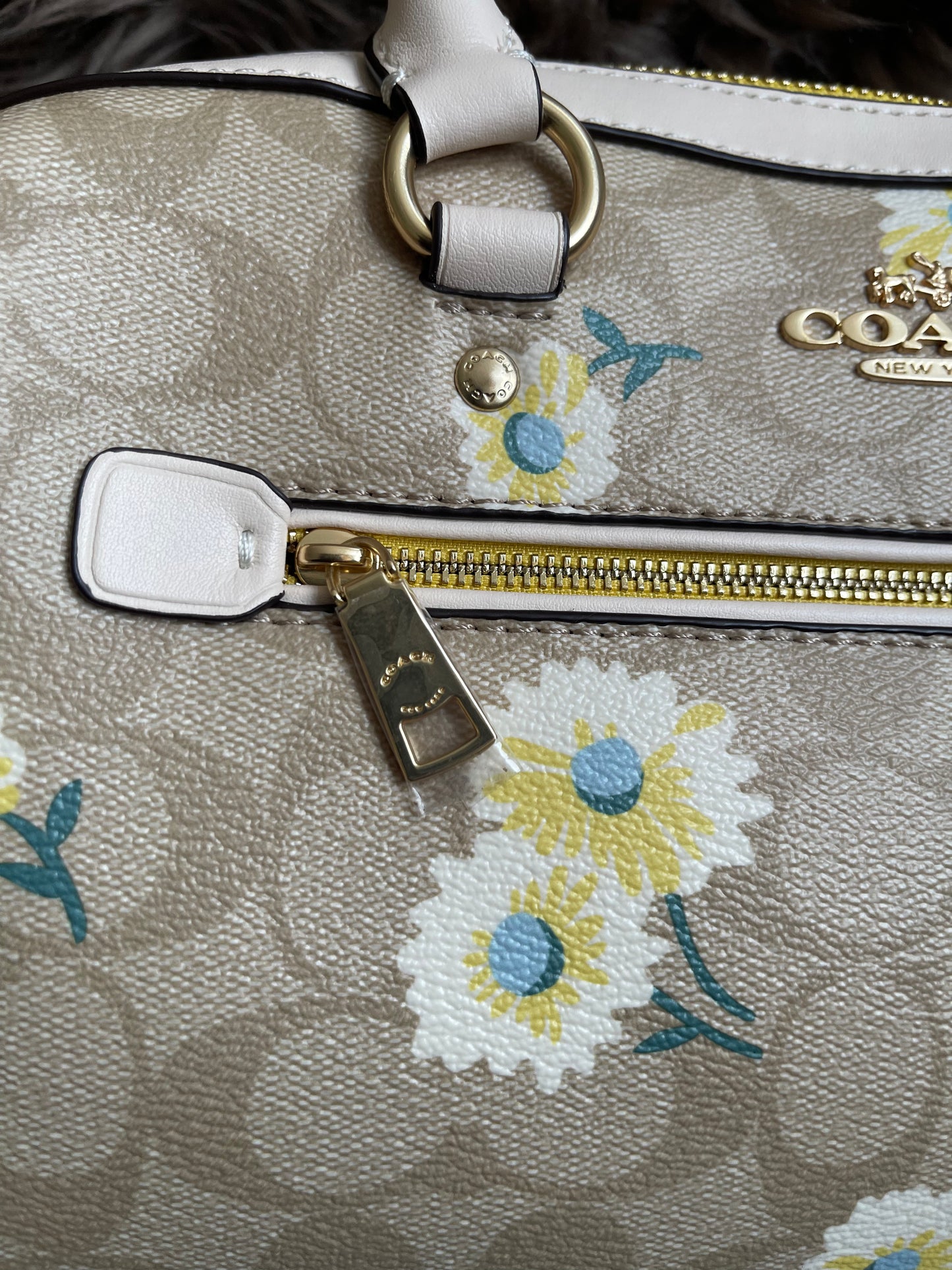Unused Coach C2849 Rowan Satchel in Signature Canvas with Daisy Print