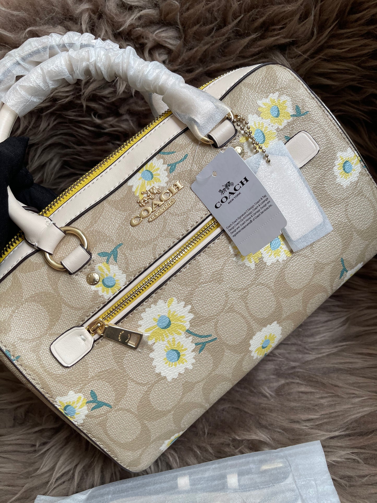 Unused Coach C2849 Rowan Satchel in Signature Canvas with Daisy Print