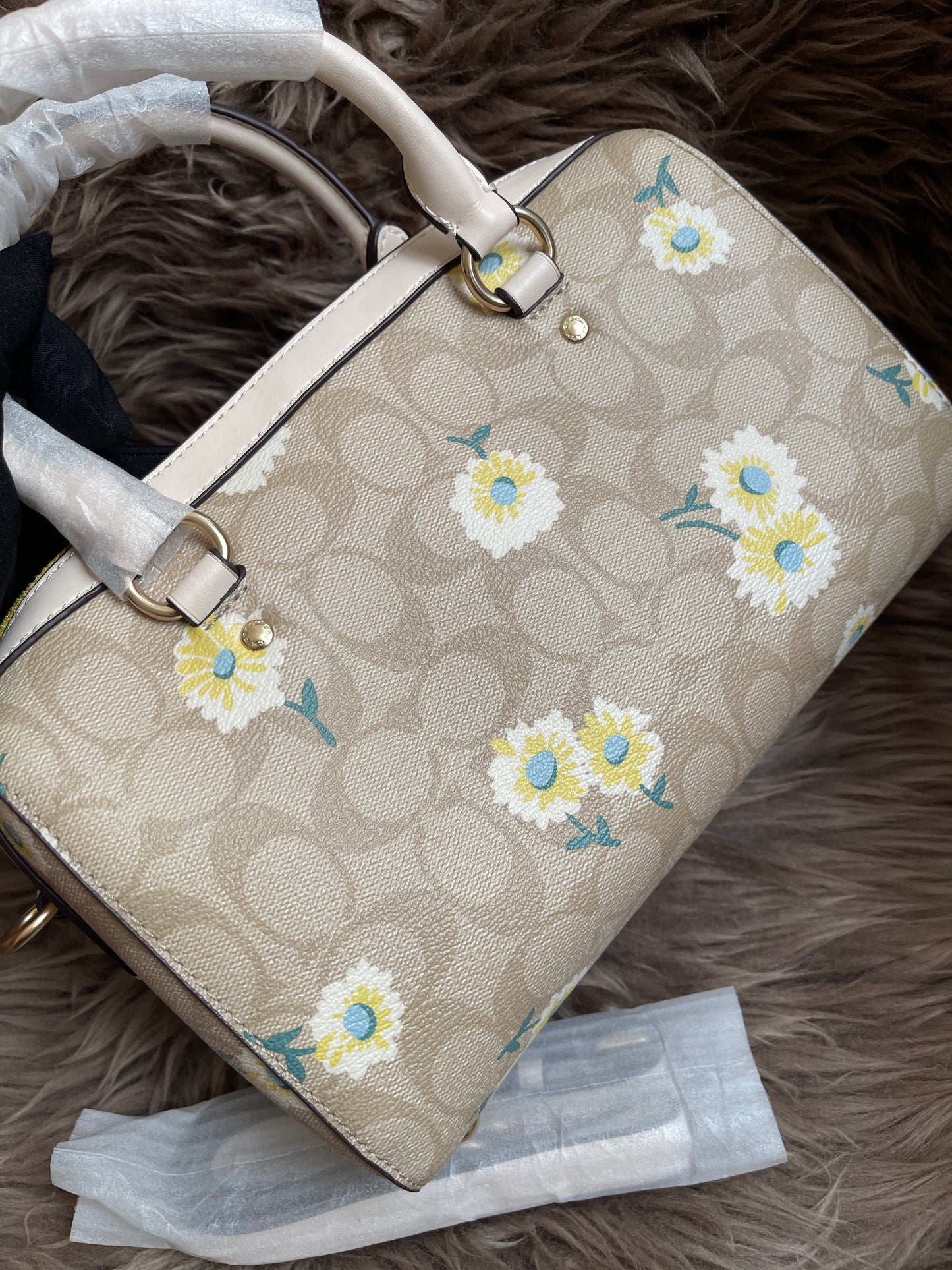 Unused Coach C2849 Rowan Satchel in Signature Canvas with Daisy Print