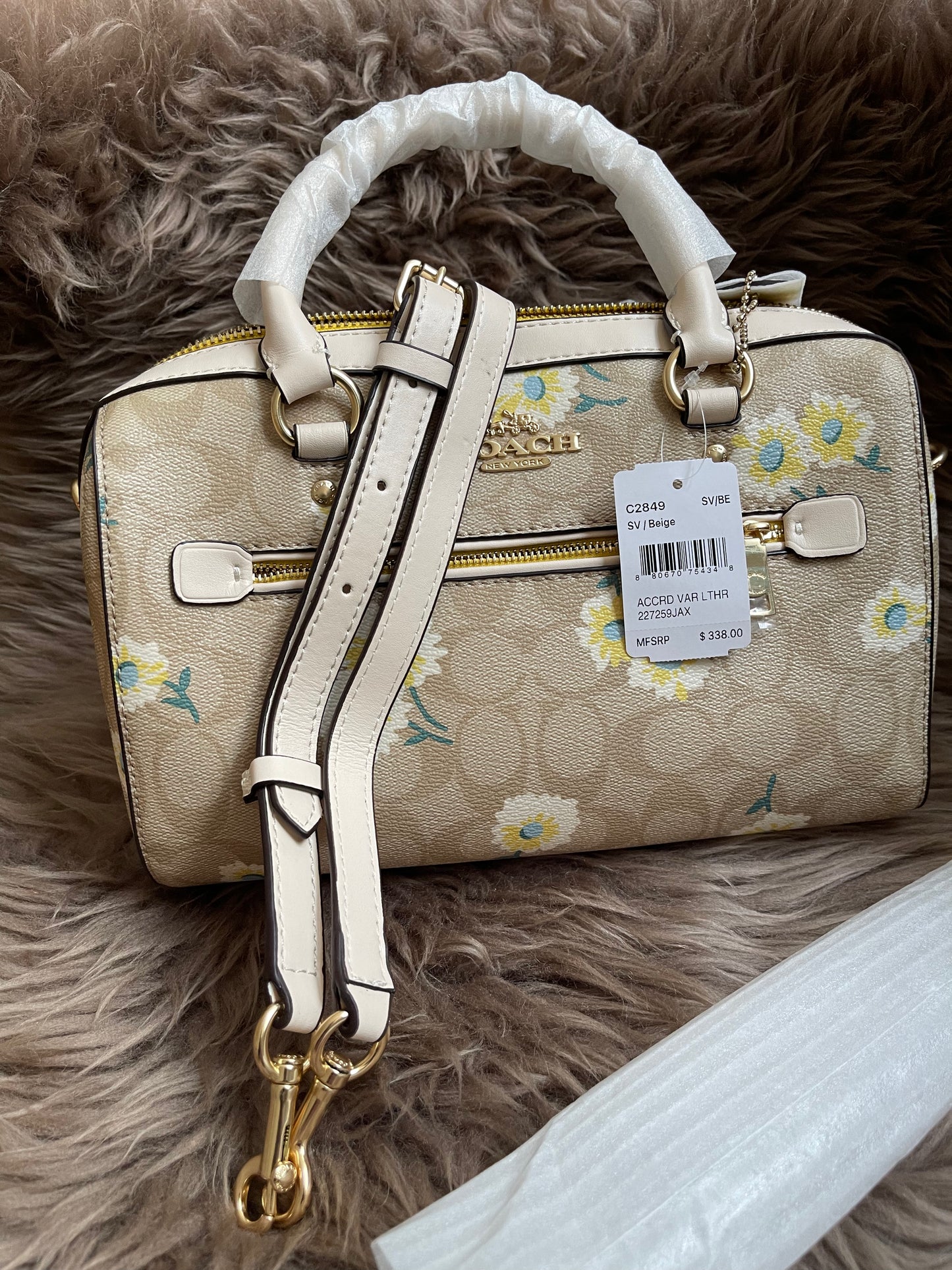 Unused Coach C2849 Rowan Satchel in Signature Canvas with Daisy Print
