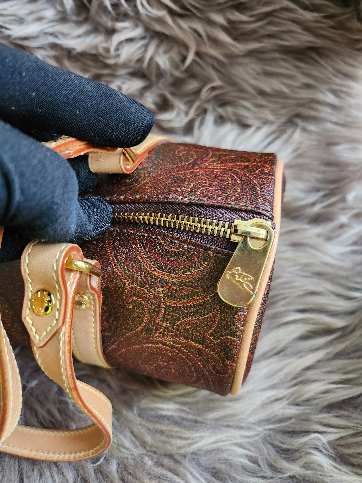 Etro Multicolor Paisley Print Coated Canvas and Leather Barrel Bag