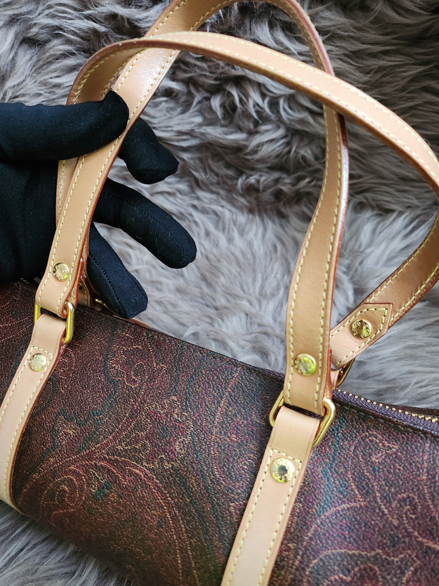 Etro Multicolor Paisley Print Coated Canvas and Leather Barrel Bag