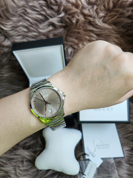 GUCCI Quartz watch/Analog/Stainless steel/BEG/SLV/SS/126.4