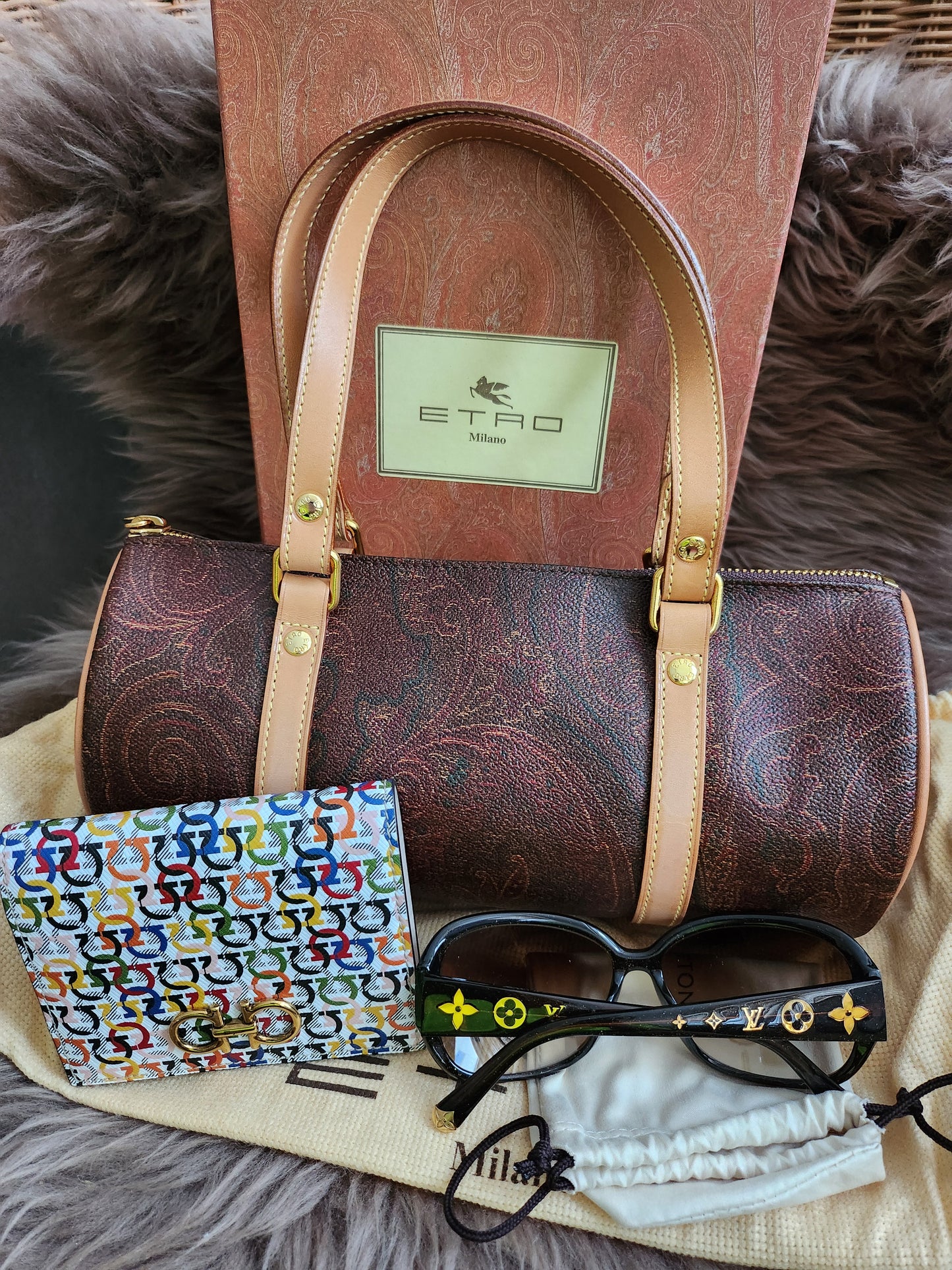 Etro Multicolor Paisley Print Coated Canvas and Leather Barrel Bag