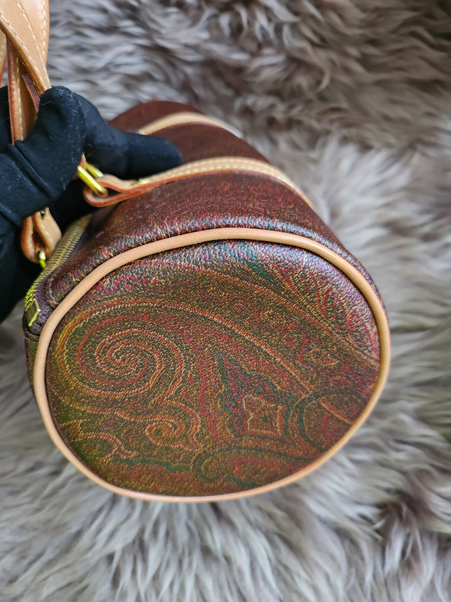 Etro Multicolor Paisley Print Coated Canvas and Leather Barrel Bag