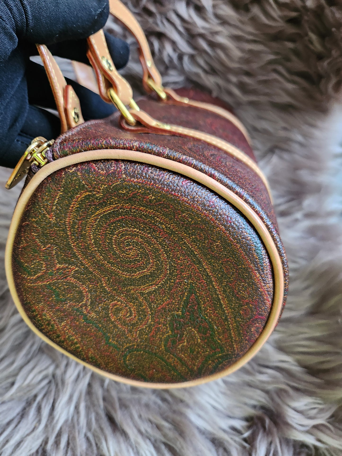 Etro Multicolor Paisley Print Coated Canvas and Leather Barrel Bag