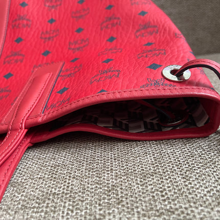 Preloved Authentic MCM Visetos Reversible Liz Shopper Tote – Ruby Red
