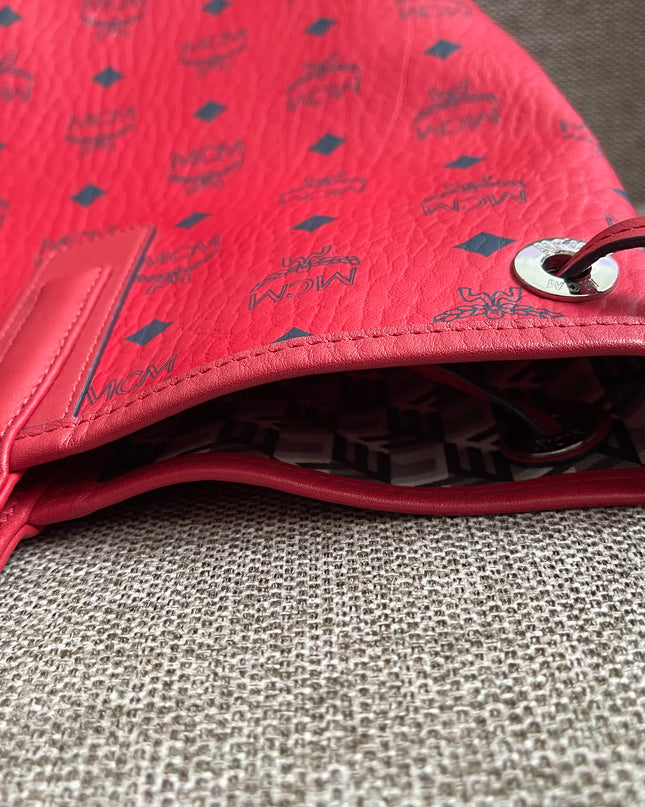 Preloved Authentic MCM Visetos Reversible Liz Shopper Tote – Ruby Red