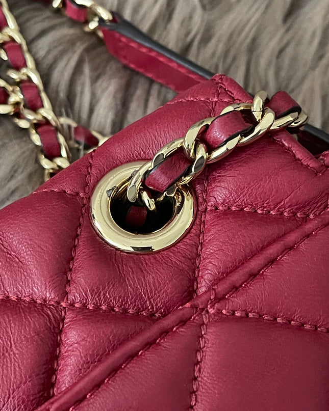 Preloved Authentic Michael Kors Red Vivianne Quilted Leather Shoulder Flap Bag