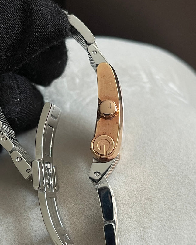 Preloved Authentic Gucci 8600L Ladies Watch — Two-Tone Rose Gold & Silver GG Dial