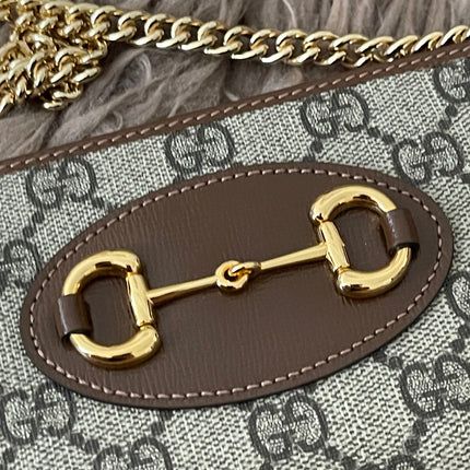 Preloved Authentic Gucci Horsebit 1955 Wallet with Chain in GG Supreme canvas