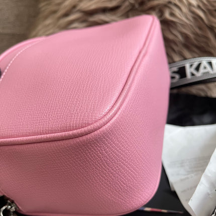 Peloved Authentic Karl Lagerfeld Paris Camera Bag – Pink Pebbled Leather, Logo Strap (Brand New)