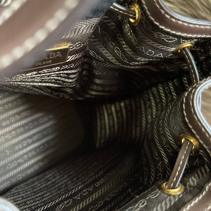 Preloved Prada  2021 Logo Jacquard Bucket Bag