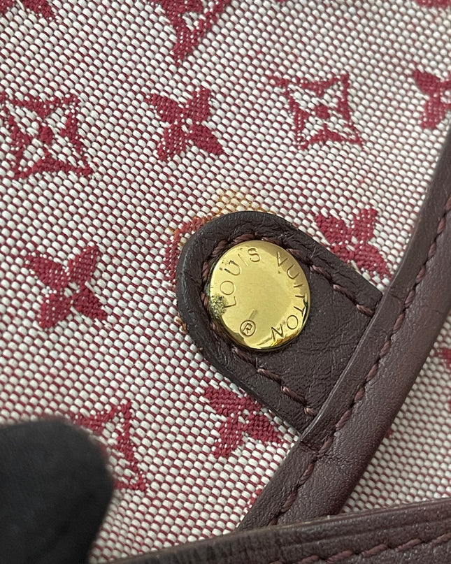 Preloved Authentic Louis Vuitton Monogram Mini Lin Marjorie shoulder bag in burgundy cloth with leather trim