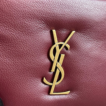 Preloved Authentic Saint Laurent Monogram Zipped Card Case — Burgundy