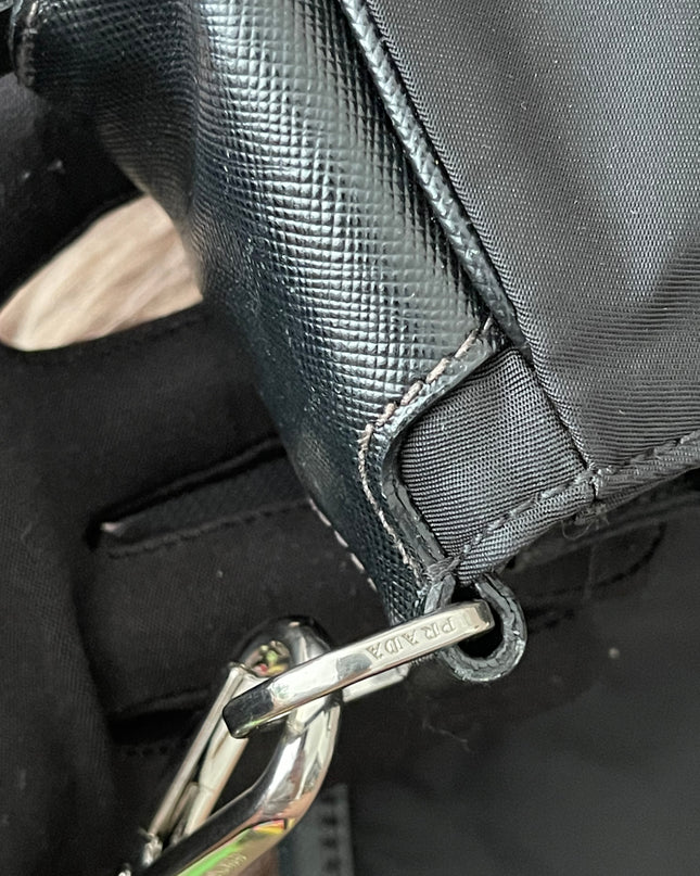 Preloved Authentic  Prada Tessuto Nylon and Saffiano Leather Messenger Bag