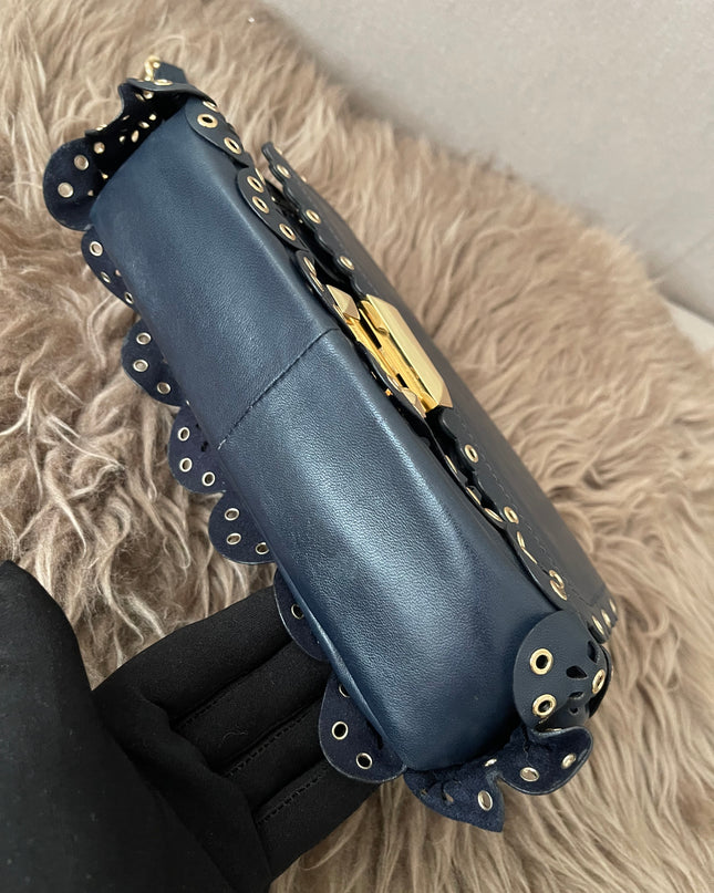 Preloved Authentic Michael Kors Black Leather Small Sloan Studded Chain Shoulder Bag