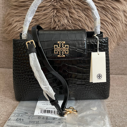 Preloved Authentic Tory Burch Britten Embossed Satchel in Black