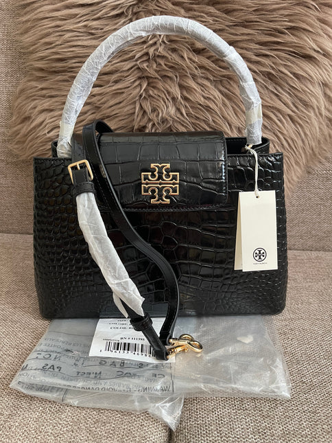 Preloved Authentic Tory Burch Britten Embossed Satchel in Black