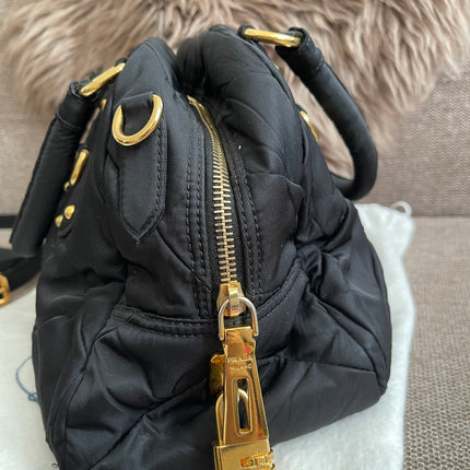 Preloved Authentic Prada Quilted Nylon Tessuto Bomber Bag – Black