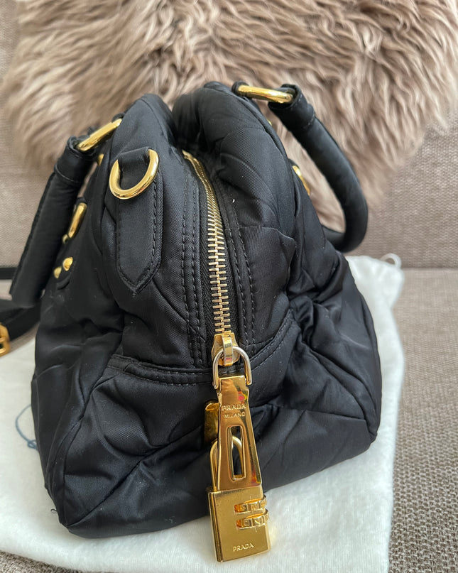 Preloved Authentic Prada Quilted Nylon Tessuto Bomber Bag – Black